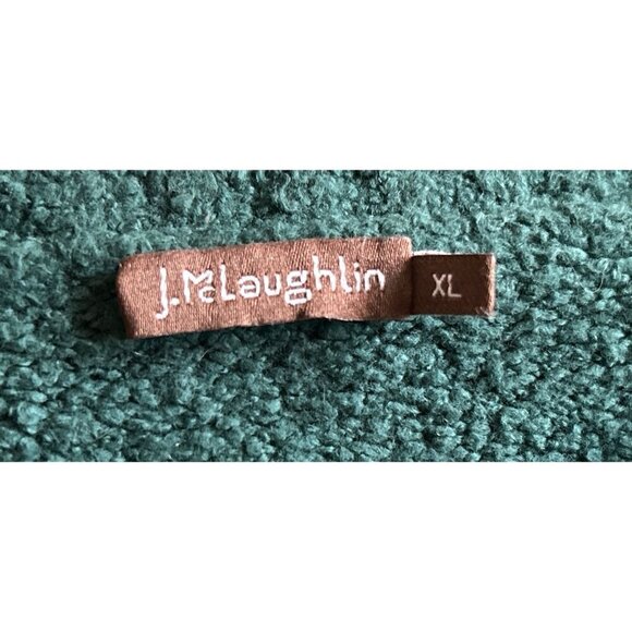 J. McLaughlin Teddy Sweater Cotton Color-Block Green Blue Preppy Soft - XL - Picture 6 of 7